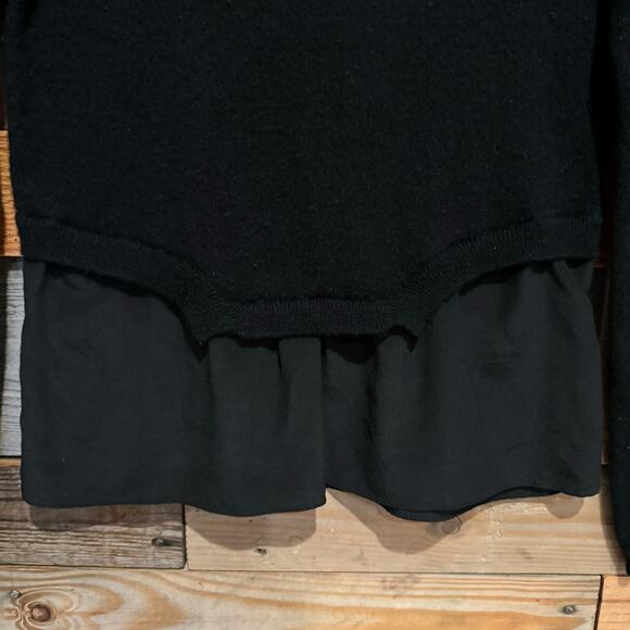 Ash Studio Paris Cashmere And Silk Skirted Crew Neck Sweater Black Sz S Minimal - Picture 3 of 11
